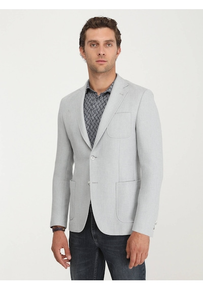 Kip Gri Düz Modern Fit Ceket 001