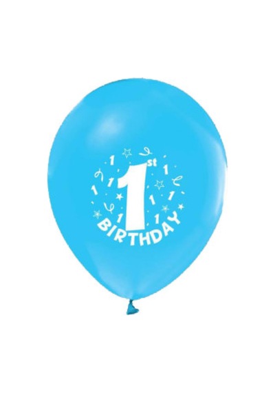Balon baskılı 12 inc 1+1 happy birthday 1 yaş mavi pk:100