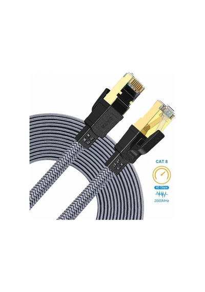 Hi Link Flat Örgülü Cat8 3 Metre Ethernet Kablo Yüksek Hızlı 40gbps 2000mhz Ethernet Kablosu Fk0803