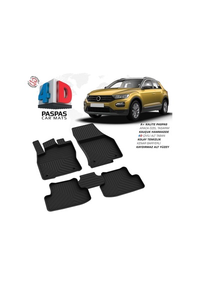 Vw T-roc 4d Araca Özel Havuzlu Havuzlu Kauçuk Paspas 2019 Üzeri