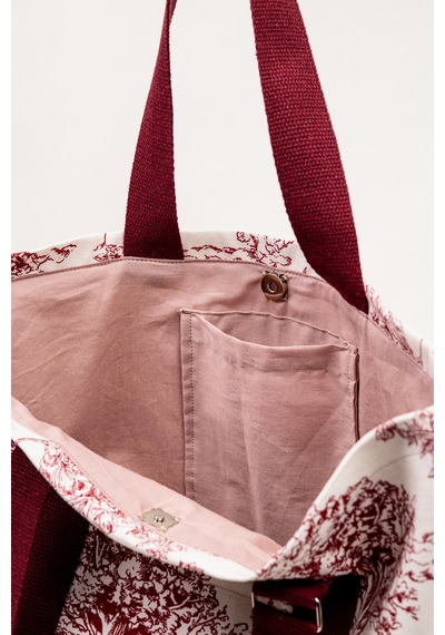 Fabric Craft Bag Plaj Çantası Kadın Omuz Çantası Duck Kumaş İçi Astarlı Mıknatıslı 50x43 Cm Kırmızı