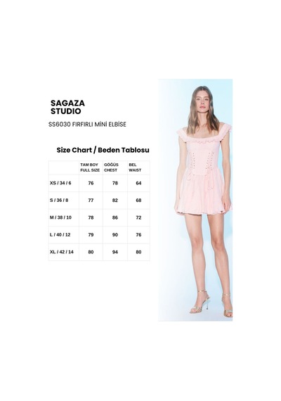 Sagaza Studio Ss6030 Korseli Mini Elbise Pudra