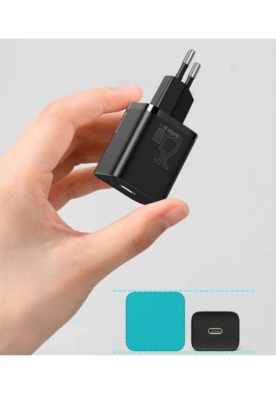 BASEUS 25W Hızlı Şarj Başlığı ve 1 Mt Type C Şarj ve Data Kablosu, Telefon ve PC Şarj Aleti