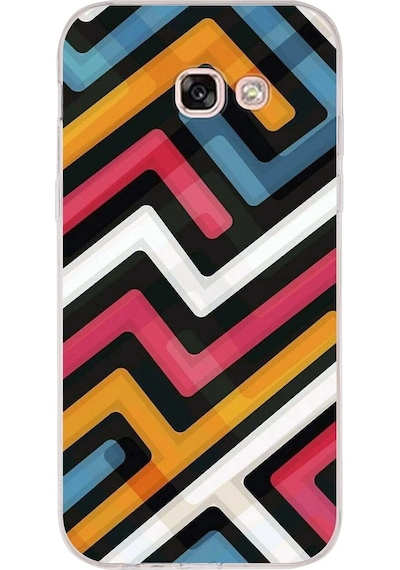 Galaxy A5 2017 Uyumlu Kapak Labirent Grafiti Tasarımlı Şeffaf Silikon Kılıf Şeffaf