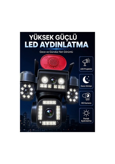 Yüksek Güçlü Led Aydınlatma Ve Gece Görüş Teknolojisi İle Günün Her Saatinde Net Görüntüleme Çok Renkli