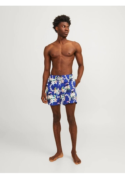 Jack & Jones Jpstfıjı Jjswım Aop Ss24 Ly Sn Erkek Bluing Deniz Şortu - 12253230
