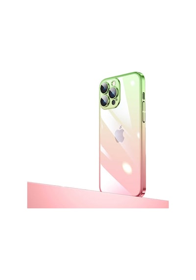 Zore Apple Uyumlu iPhone 14 Pro Max  Parlak Renk Geçişli Kamera Korumalı Senkron Kılıf-p Pembe-yeşil