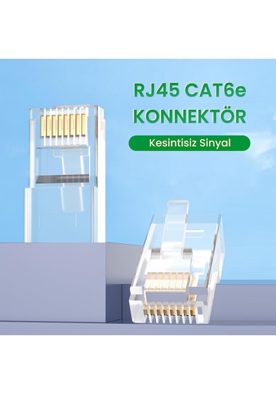 Cat6e Rj45 Jack 8p8c Ethernet Konnektörü Altın Kaplama 102 Adet Standart