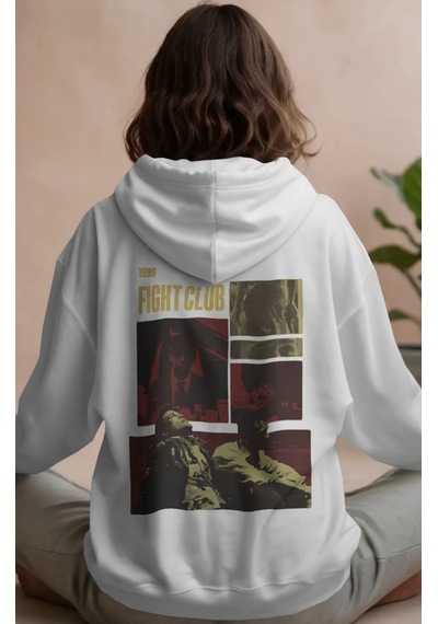 Sevbano 1999 Fight Club Tyler Durden Film Sırt Baskılı Unisex Oversize Pr beyaz