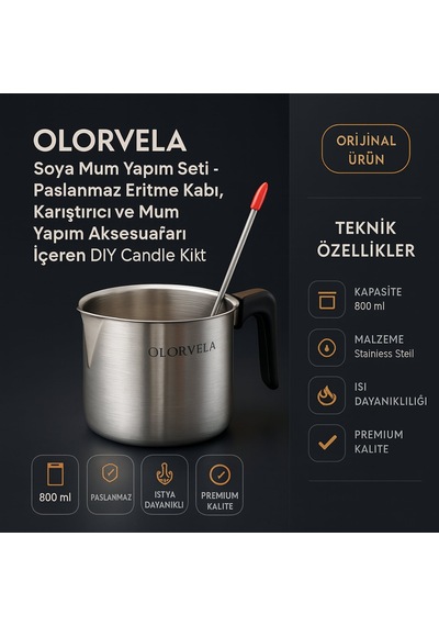 Olorvela Soya Mum Yapım Seti - Paslanmaz Eritme Kabı, Karıştırıcı Ve Mum Yapım Aksesuarları İçeren Dıy Candle Making Kit Gümüş Yaldızlı Olorvela Soya Mum Yapım Seti - Paslanmaz Eritme Kabı, Karıştırıcı Ve Mum Yapım Aksesuarları İçeren Dıy Candle Making Kit Gümüş Yaldızlı