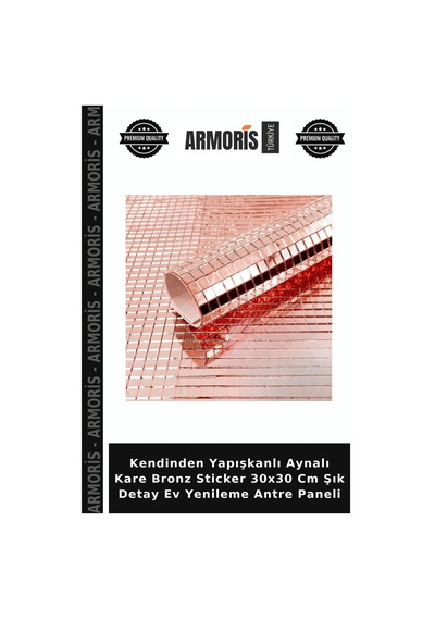 Kendinden Yapışkanlı Aynalı Kare Bronz Sticker 30x30 Cm Şık Detay Ev Yenileme Antre Paneli Çok Renkli