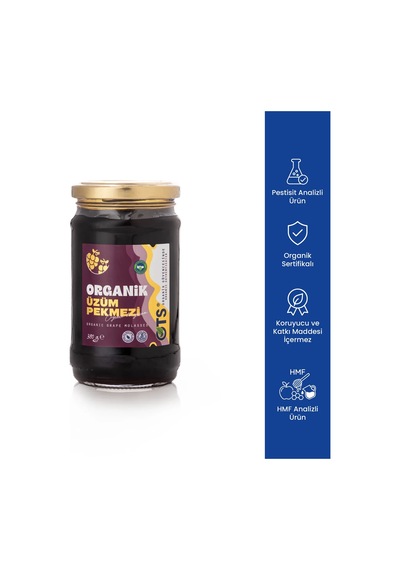Ots Organik Üzüm Pekmezi 380 gr (Organik Sertifikalı, Pestisit Analizli)