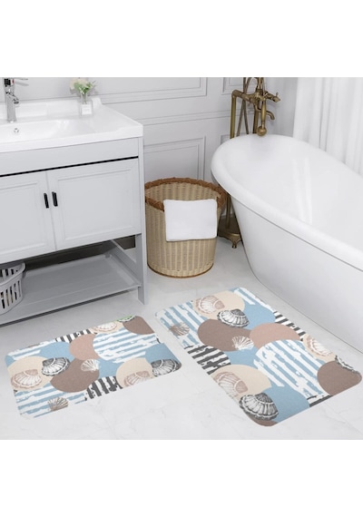 Eliana Home Dijital Baskılı 2'li Banyo Paspas Takımı Lna5088 Mavi