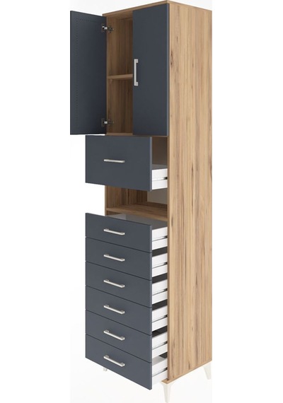 Hyperion Dolap 2 Raflı 7 Çekmeceli 2 Kapaklı 60x44x243 Çam-antrasit Atlas Çam Hyperion Dolap 2 Raflı 7 Çekmeceli 2 Kapaklı 60x44x243 Çam-antrasit Atlas Çam