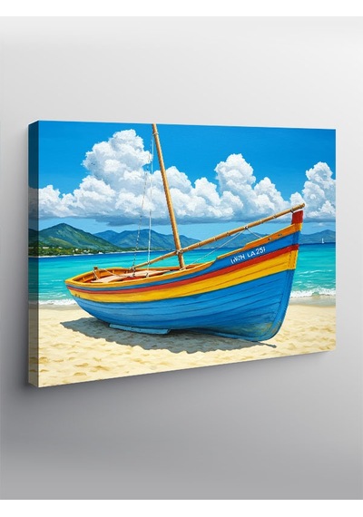 Kanvas Tablo Deniz Kıyısında Kayık 50cmx70cm