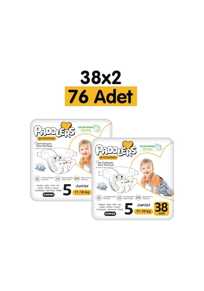 Protection Bebek Bezi 5 Numara Junior (11-18 Kg) 38x2  Adet – 2’li Jumbo Set, Maksimum Koruma