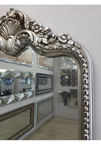 Ayna Denizi Princess Great Silver Model Gümüş Renk Dekoratif Boy Aynası Gümüş