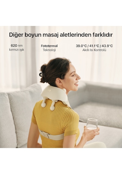 SKG Hs500-2 Boyun Ve Omuz Masaj Aleti Shiatsu Masaj Terapisi Derin Rahatlama, Yoğurma Hissiyatı Bej