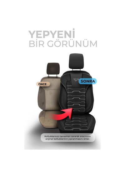 Siyah - Gri Panda Sport Serisi Jakar Kumaş Oto Koltuk Kılıfı - Tam Set