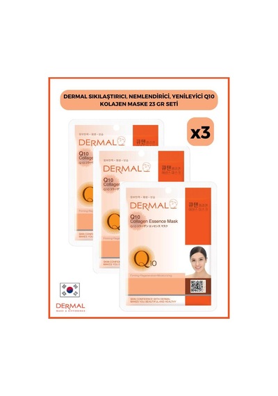 Dermal Sıkılaştırıcı Nemlendirici Yenileyici Q10 Kolajen Maske 3 x 23 G