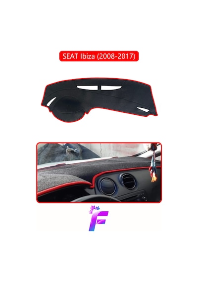 Seat Ibıza 2008-2017 Uyumlu Torpido Örtüsü Yansıma Önleyici Tam Koruma Hızlı Montaj K15 Kırmızı