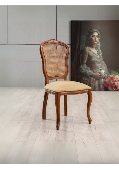 Victoria Hazeranlı Ahşap Oymalı Country Sandalye Ceviz