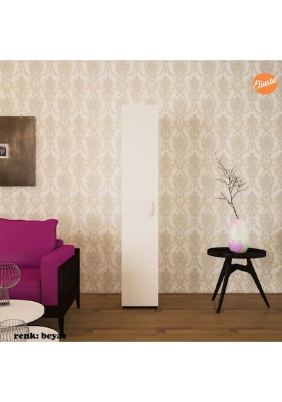 Banyo Dolabı Çok Amaçlı Dolap 5 Raflı Mutfak Dolabı Ofis Dolabı Tek Kapaklı Beyaz