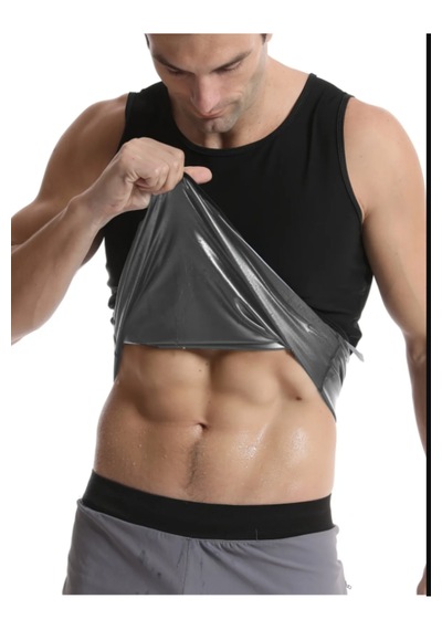 Fitform Giyim Sauna Etkili Termal Atlet - Özel Polymer Kumaş Terleten Sıkılaştırıcı Atlet Korse Siyah - Gri