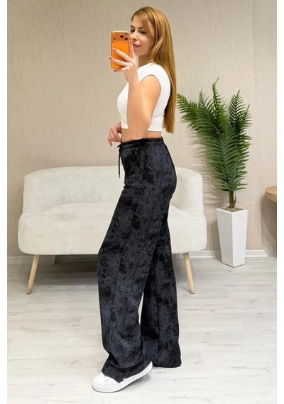 Fiolin Soft Touch Batik Boyamalı Modal Pantolon siyah