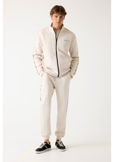 Guess Yan Logo Erkek Fermuarlı Sweatshirt Z2yq10kb3p2 Bej