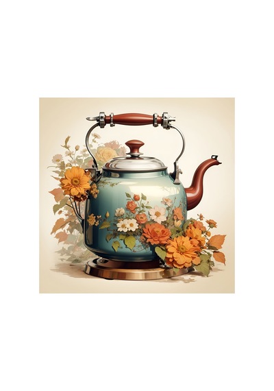 Sayılarla Boyama Hobi Seti Renkli Baskılı Çerçeveli 40x50 Cm: Papatyalı Çaydanlık - 590859459 Diğer