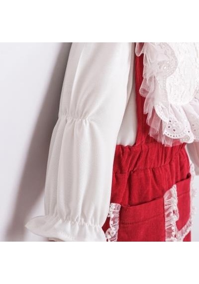Cumino Kız Bebek Gömlekli Pantolonlu Tulum Takımı Cmn-3754 Kırmızı