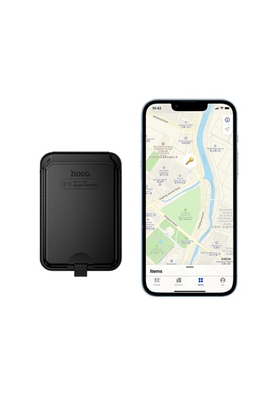 Hoco. E91ı Tiger Smart Find My Özellikli Kablosuz Şarj Destekli Kablosuz Şarj Özellikli Kartlık - Siyah Beyaz - Siyah