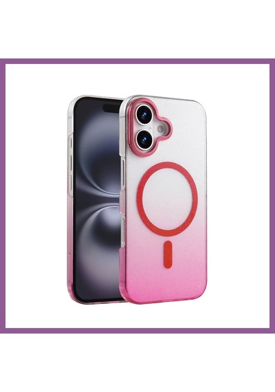 Bezos İphone 16 Plus Uyumlu Glossy Magsafe Kapak - Pembe Rengaren