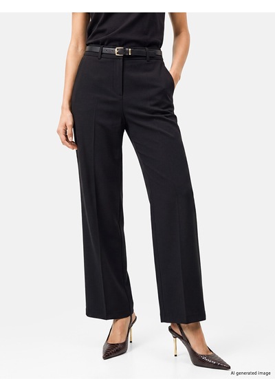 Lcwaıkıkı Classic Siyah Kemerli Geniş Paça Kadın Pantolon
