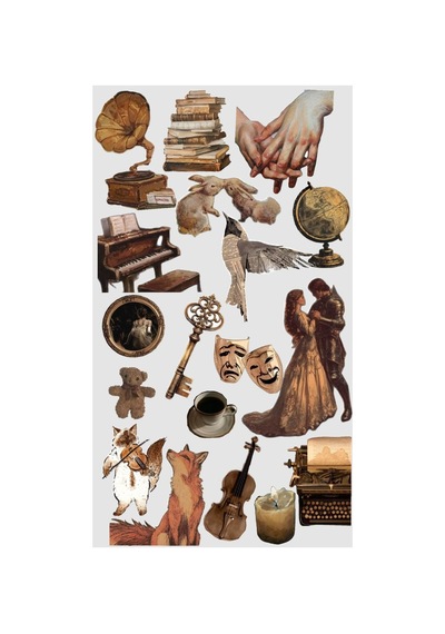 5'li Vintage Temalı 109 Adet Sticker Seti Ajanda Planner Journal Sticker Set1 Diğer
