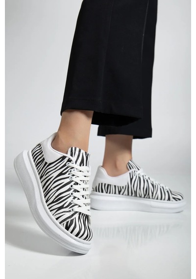 Erceka Zebra Desene Sahip Kadın Spor Ayakkabı Sneaker Bağcıklı Günlük Kullanıma Uygun Beyaz-siyah Renkli Beyaz Zebra Erceka Zebra Desene Sahip Kadın Spor Ayakkabı Sneaker Bağcıklı Günlük Kullanıma Uygun Beyaz-siyah Renkli Beyaz Zebra