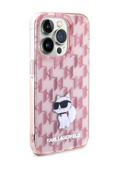 Apple Uyumlu iPhone 15 Pro  Kılıf Karl Lagerfeld Iml C Monogram  Lisanslı Kapak Pembe