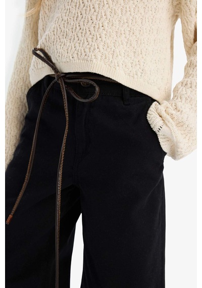 DeFacto Kız Çocuk Wide Leg Geniş Paça Pamuklu Pantolon D9133A825SPBK27 Siyah