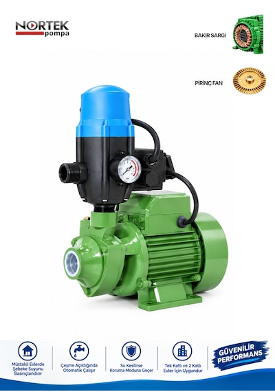 Neron Km50 - 0.5 Hp Hidrofor 1 Kat 1 Daire - Bakır Sargı, Pirinç Fan - Hidromatlı - Yüksek Kalite
