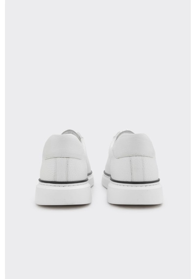 Derinet Hakiki Deri Bağcıklı Erkek Sneaker Beyaz Beyaz