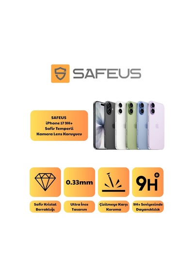Safir Temperli Kamera Lens Koruyucu, İphone 17 İle Uyumlu Sis Mavisi