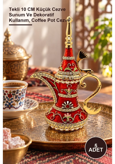 5 Adet İbrik Tekli 10 Cm Küçük Cezve Sunum Ve Dekoratif Kullanım, Coffee Pot Cezve