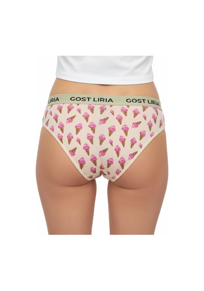 Gost Liria- İce Cream Desenli Kadın Slip Külot Ekru