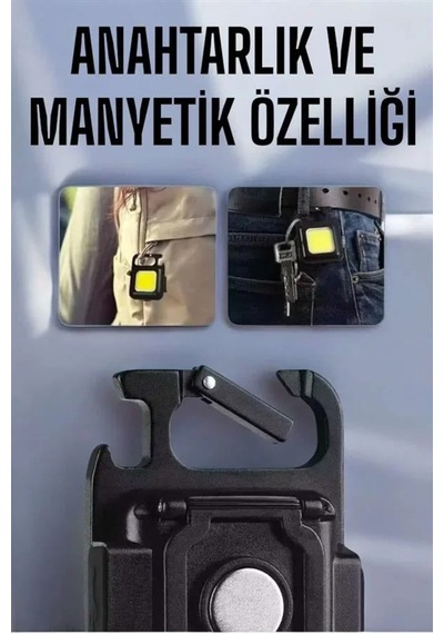 Anahtarlık Çok Amaçlı Mıknatıslı Taşınabilir Işık Led Şarjlı Standart Standart