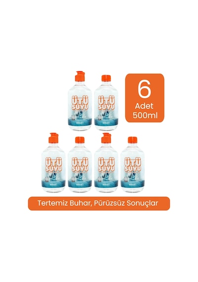 Distile Edilmiş Saf Ütü Suyu 6 Adet 500 Ml Zahmetsiz, Kolay Ve Hızlı Ütüleme %0 Kimyasal
