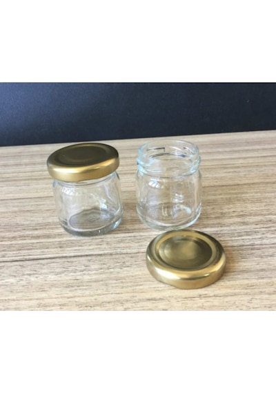105 Adet 40 Cc Cam Kavanoz Gold Kapak Hediyelik Hobi Düğün Nişan Mini Kavanoz