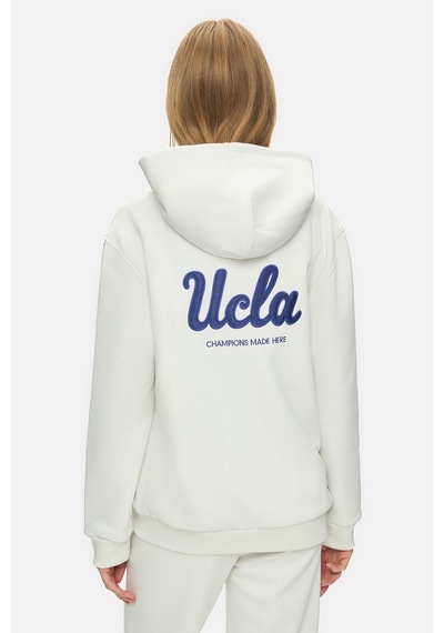 Ucla Esther Kemik Rengi Fermuarlı Ve Cepli Nakışlı Loose Fit Kadın Sweatshirt Kemik Rengi