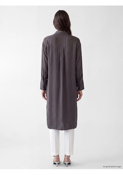 Lcw Modest Antrasit Modal Karışımlı Oversize Kadın Gömlek Tunik