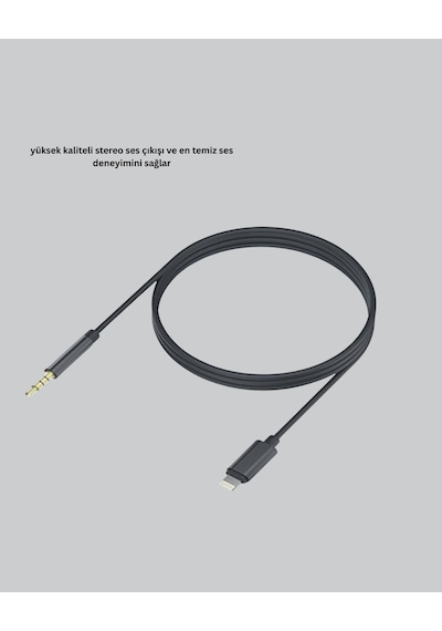 Lightning To 3.5mm Aux Ses Dönüştürücü Kablo 1 Metre Stereo Uyumlu Standart